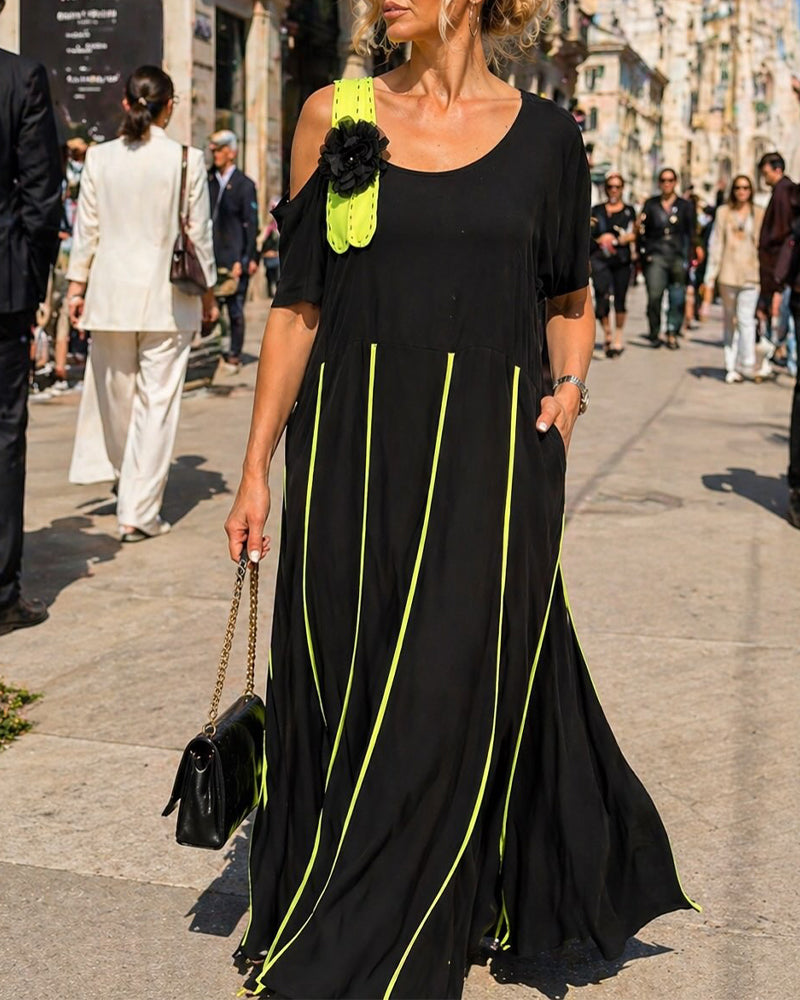 Off-The-Shoulder Fashionable Casual Long Dress