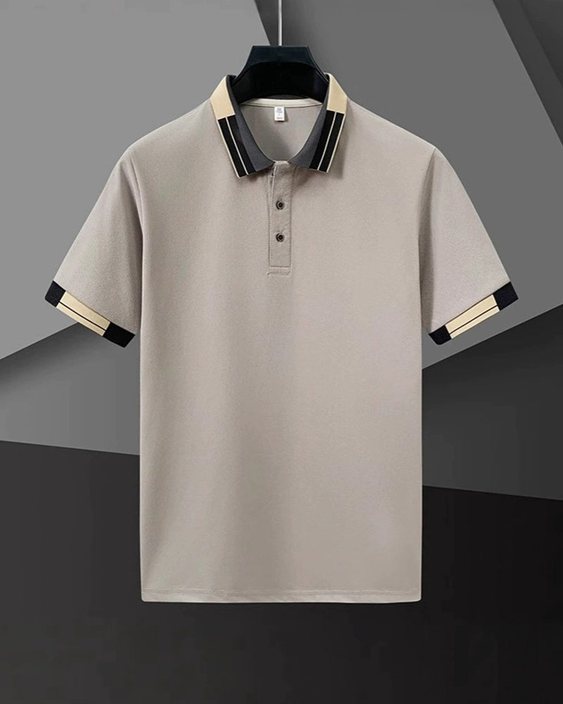Color Block Short Sleeve Polo Shirt