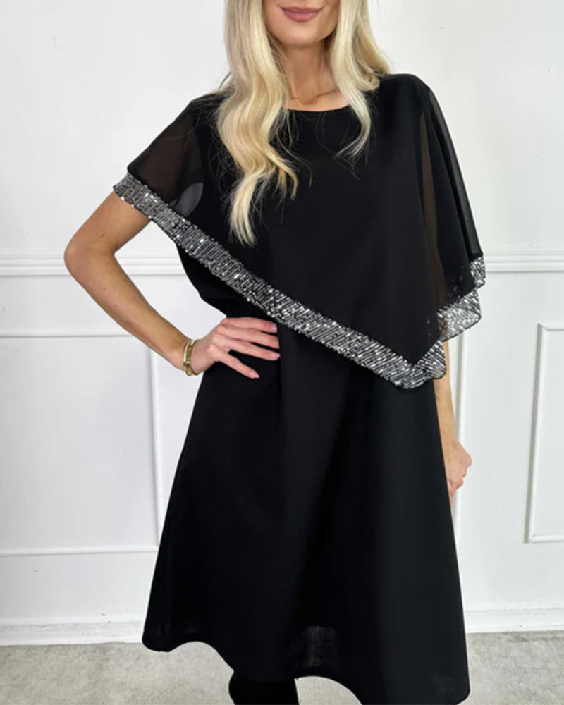 Shawl Solid Color Fashion Dress