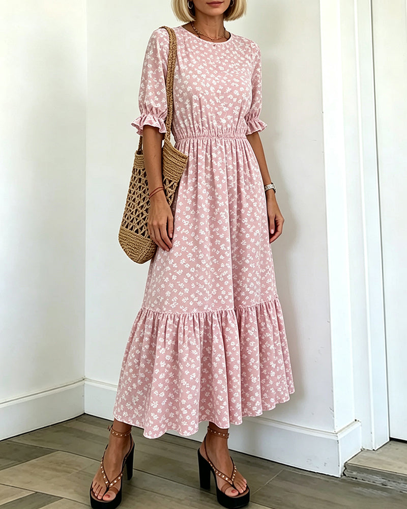 Round Neck Printed Dress