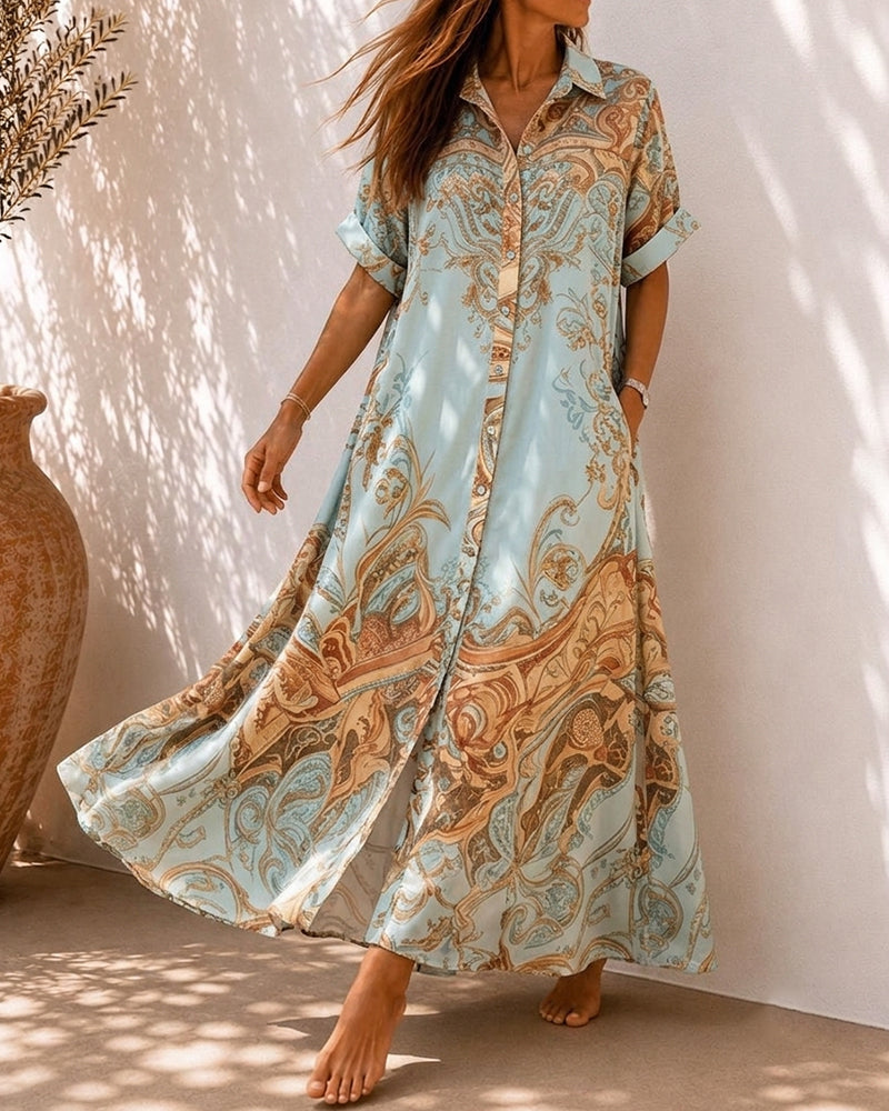 Shirt Collar Button Loose Dress