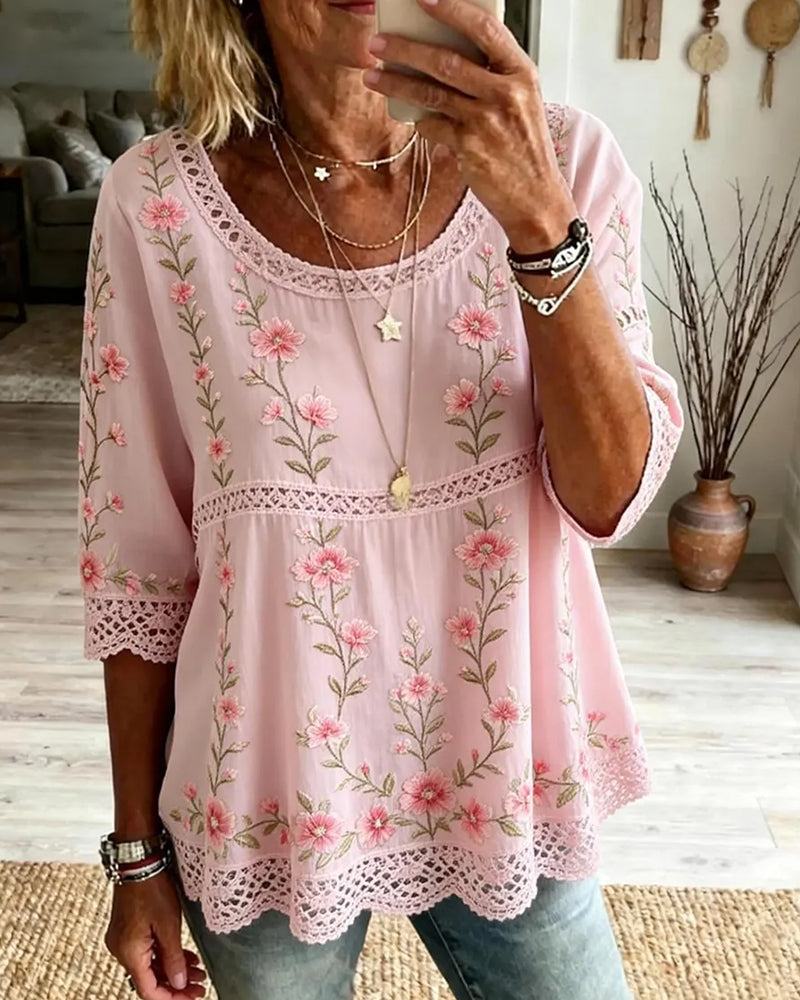 Floral Lace Babydoll Blouse