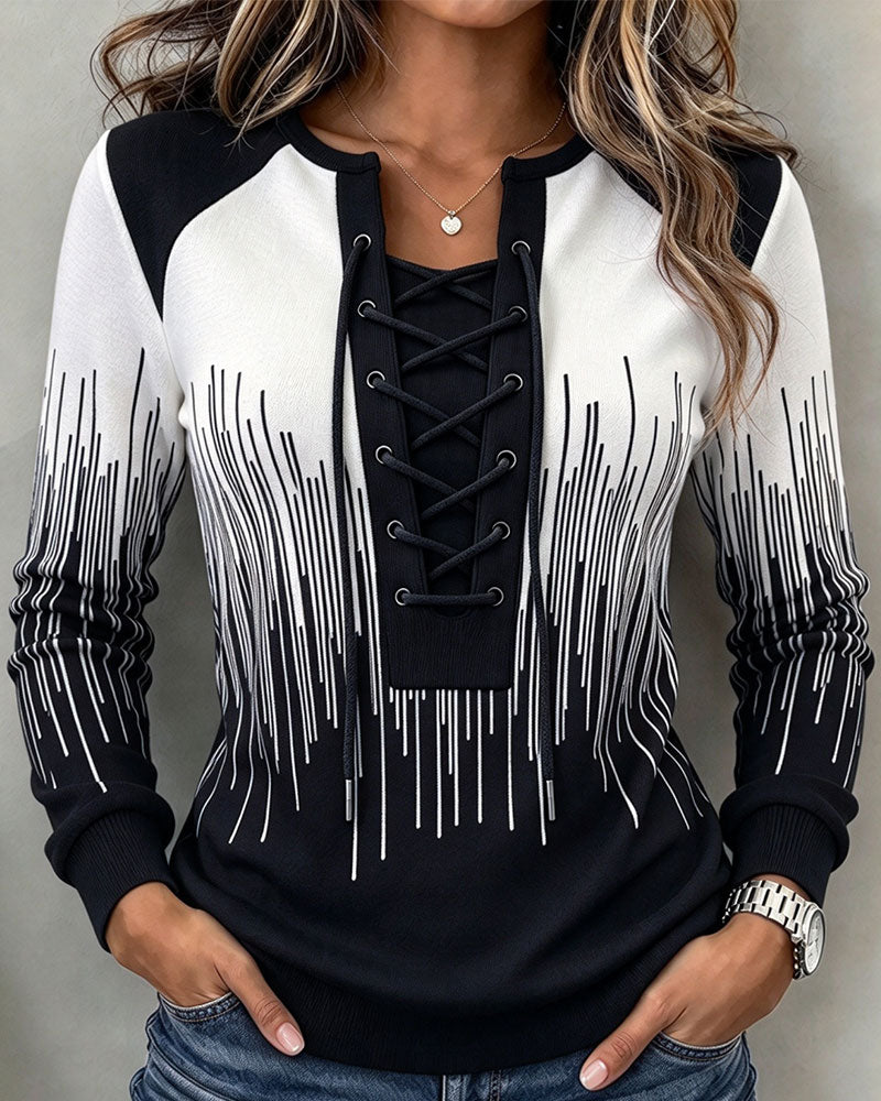 Tie Line Color Block Fitted Sweatshirt