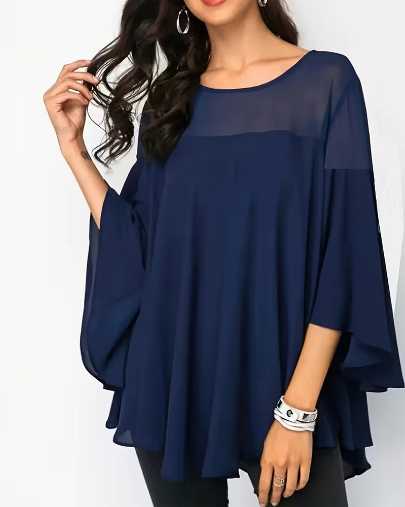 Batwing Sleeve Loose-Fitting Blouse