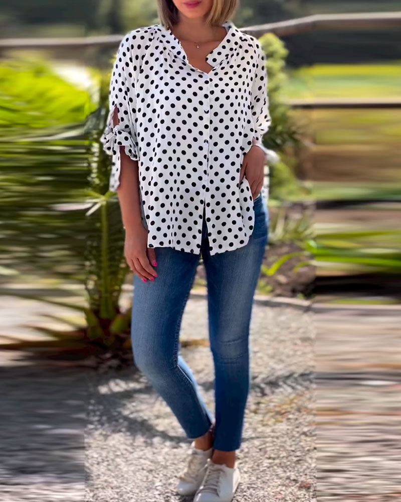 Polka Dot Print Half Sleeve Shirt
