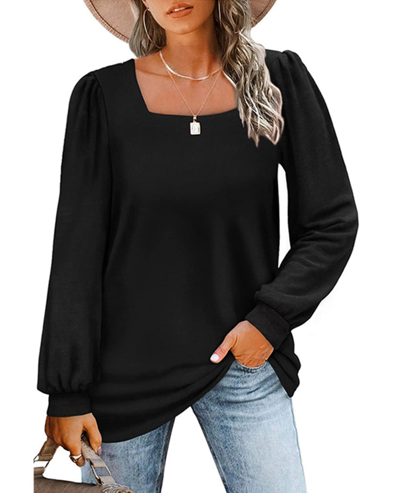 Square Neck Long Sleeve Top