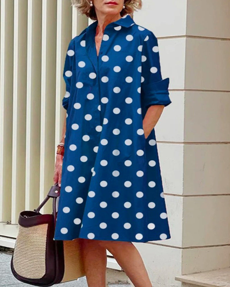 Polka dot print shirt dress