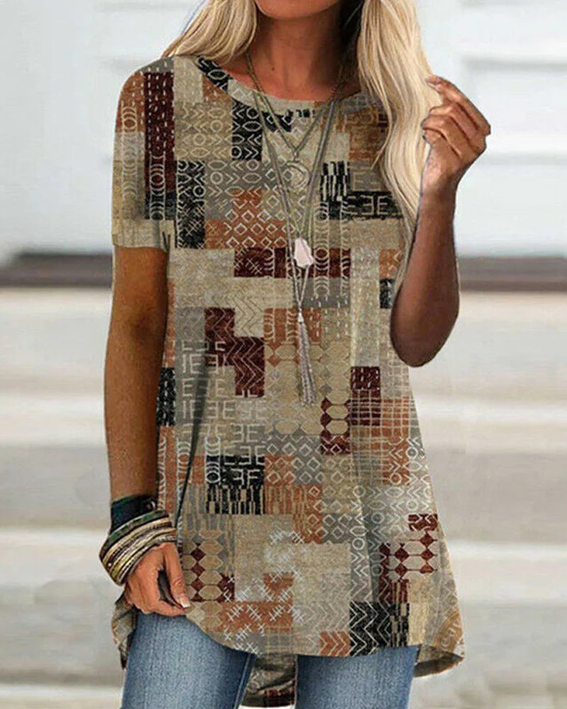 Round neck short sleeve T-shirt