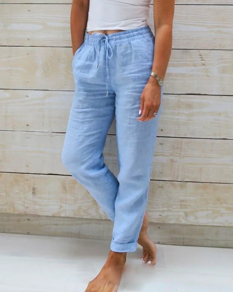 Casual Solid Color Straight Leg Pant