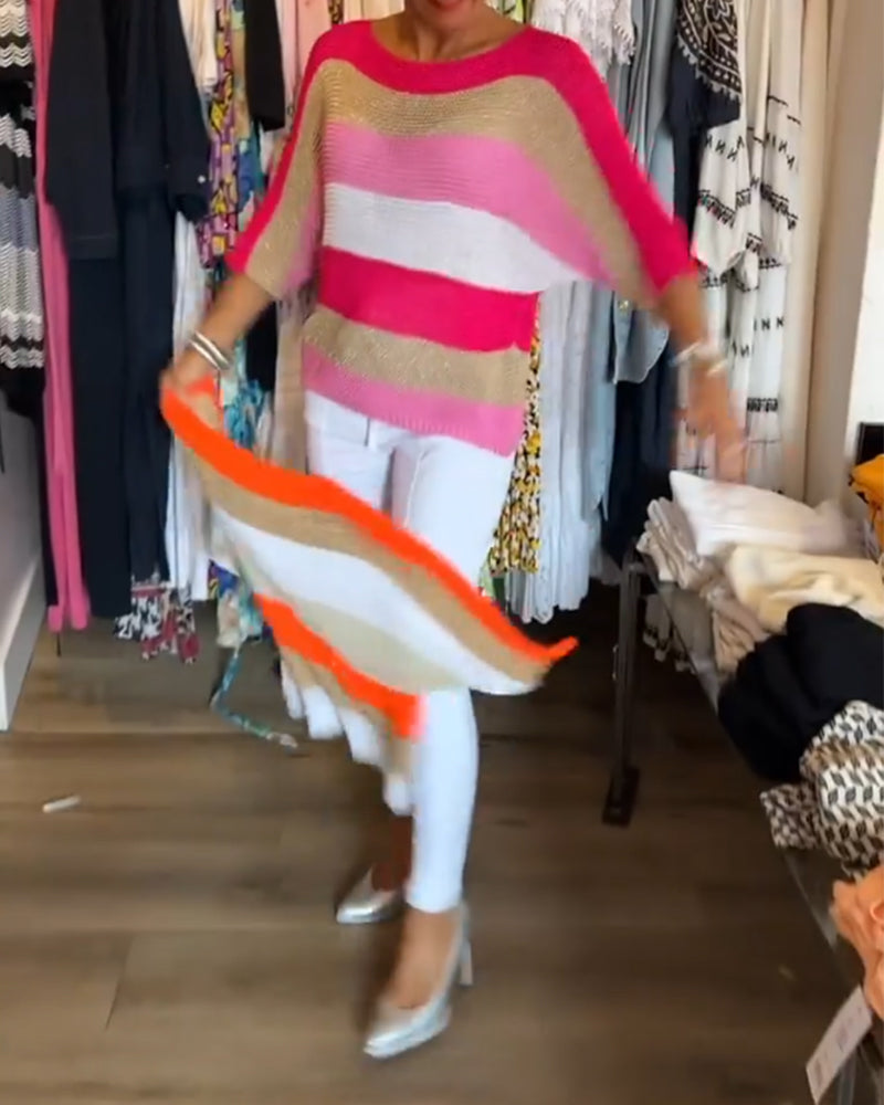 Aumora Color block crew neck sweater