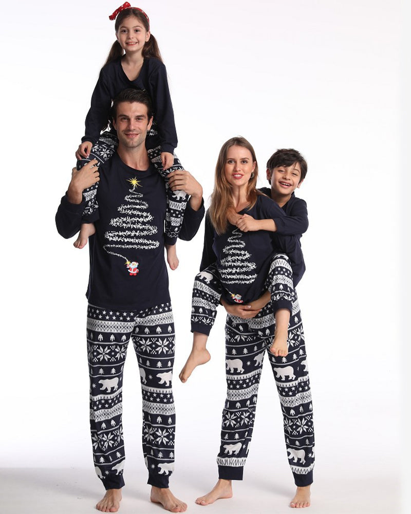 Christmas tree print christmas family pajamas