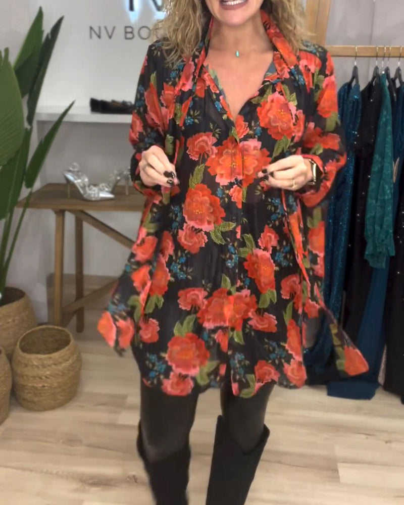 Floral pattern loose blouse