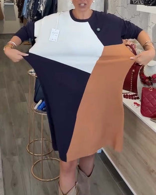Stylish Loose Color-Blocked Dress