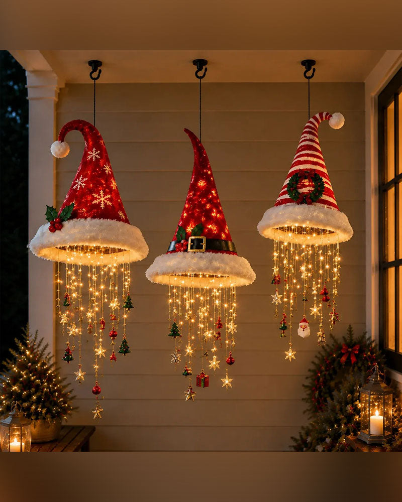 🎅 Lighted Santa Hat Hanging Chandelier 🎄