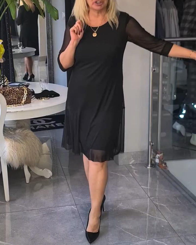 Sheer And Fashionable Solid Color Dress