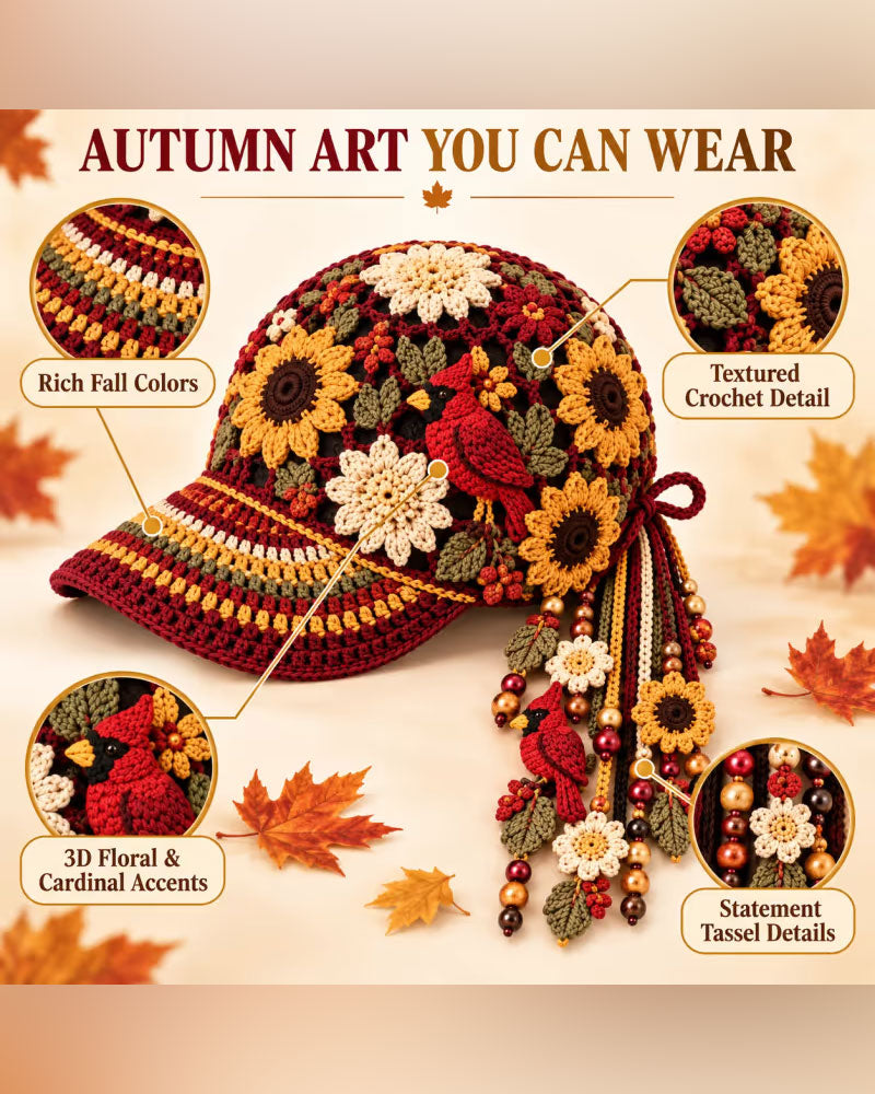 🍂 Women’s Handmade Crochet Autumn Baseball Cap
