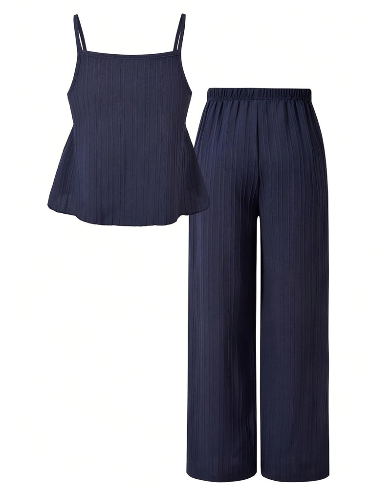 Casual Solid Color Two-Piece Set