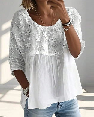 Half Sleeve Round Neck Lace Top