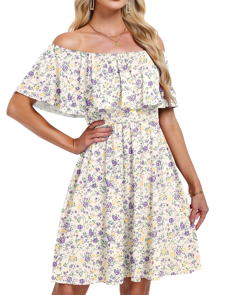 Floral Off-Shoulder Midi Dress