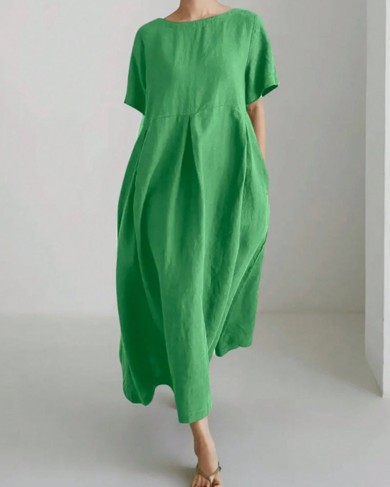 Crewneck Short Sleeve Casual Loose Fit Dress