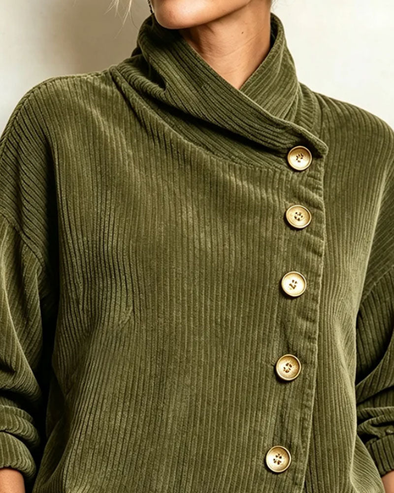 Turtleneck Button Loose Coat
