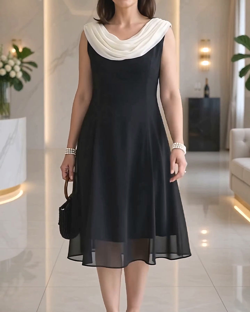 Mock-Neck Sleeveless Mesh Dress