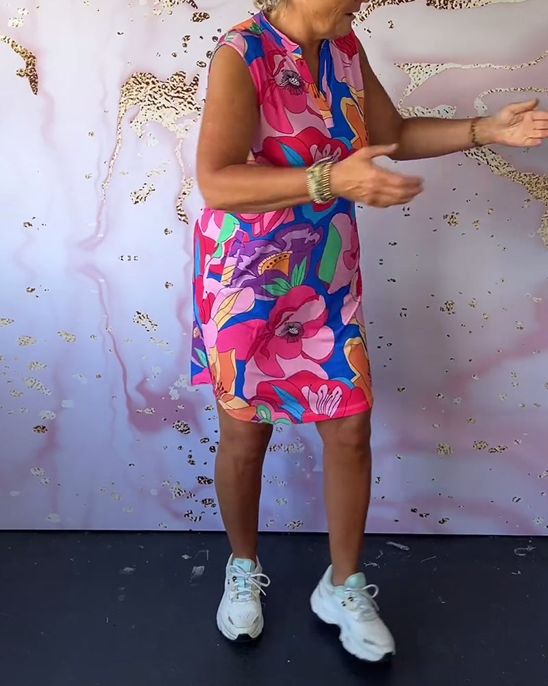 Sleeveless floral print dress