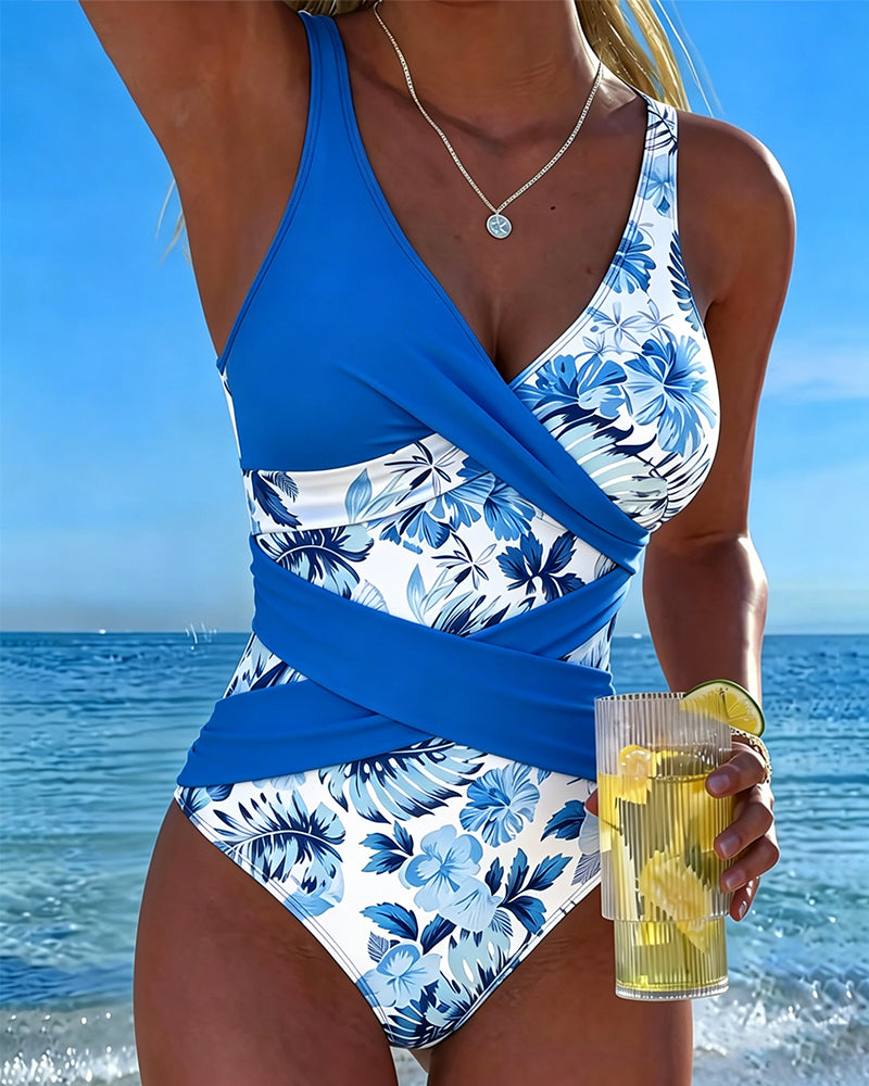 Contrast Floral One-Piece
