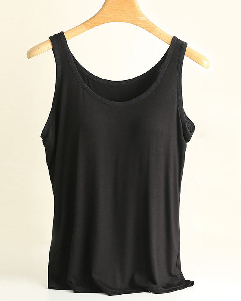 One-Piece Solid Color Bottoming Cami Top