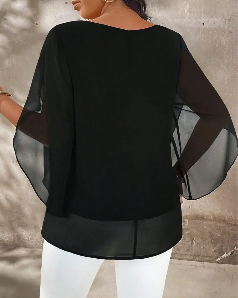 Crew Neck Irregular Solid Blouse
