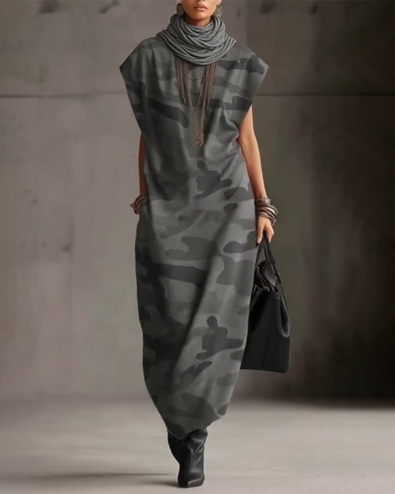 Casual Camouflage Sports Maxi Dress