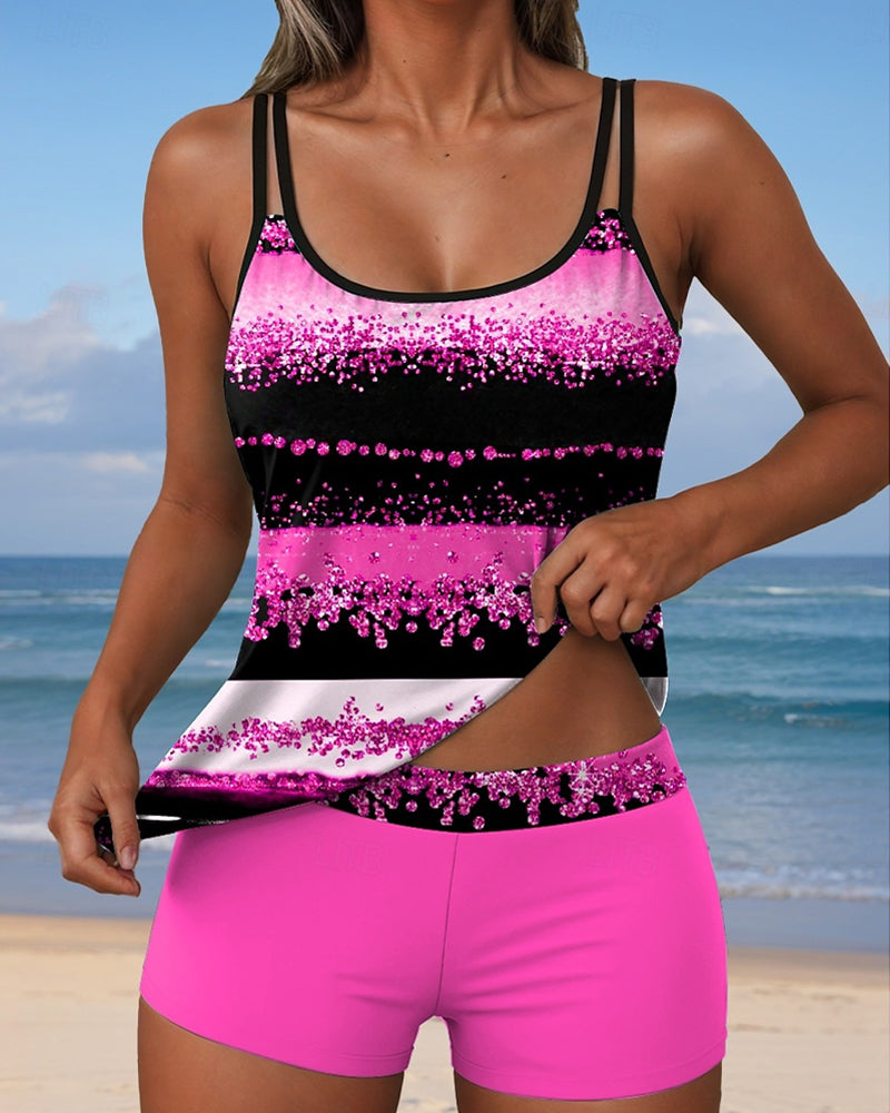 Casual Strap Two-Piece Print Swimsuit
