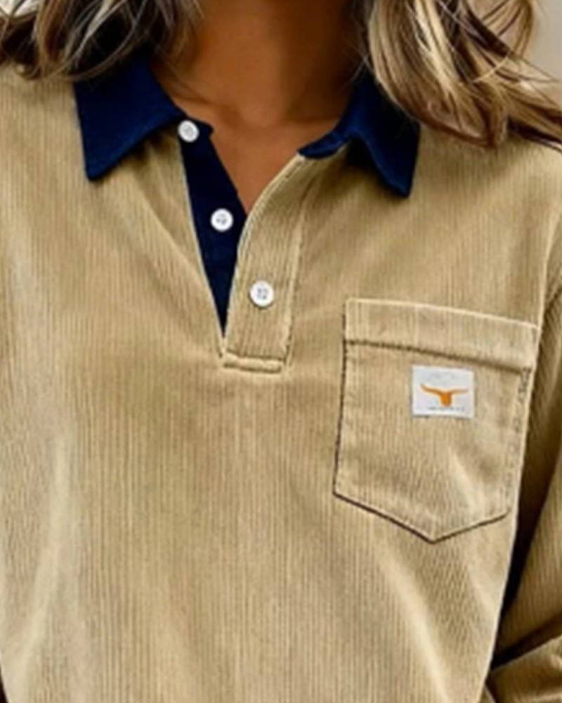 Button-Down Collar Fashion Sweatshirt