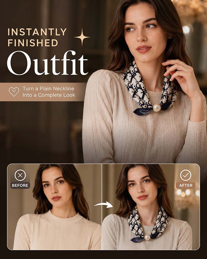 Effortless Glamour: Pop-On Pearl Necklace Scarf 🧣