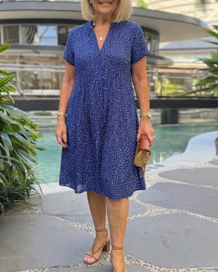V-Neck Short Sleeve Short Dress