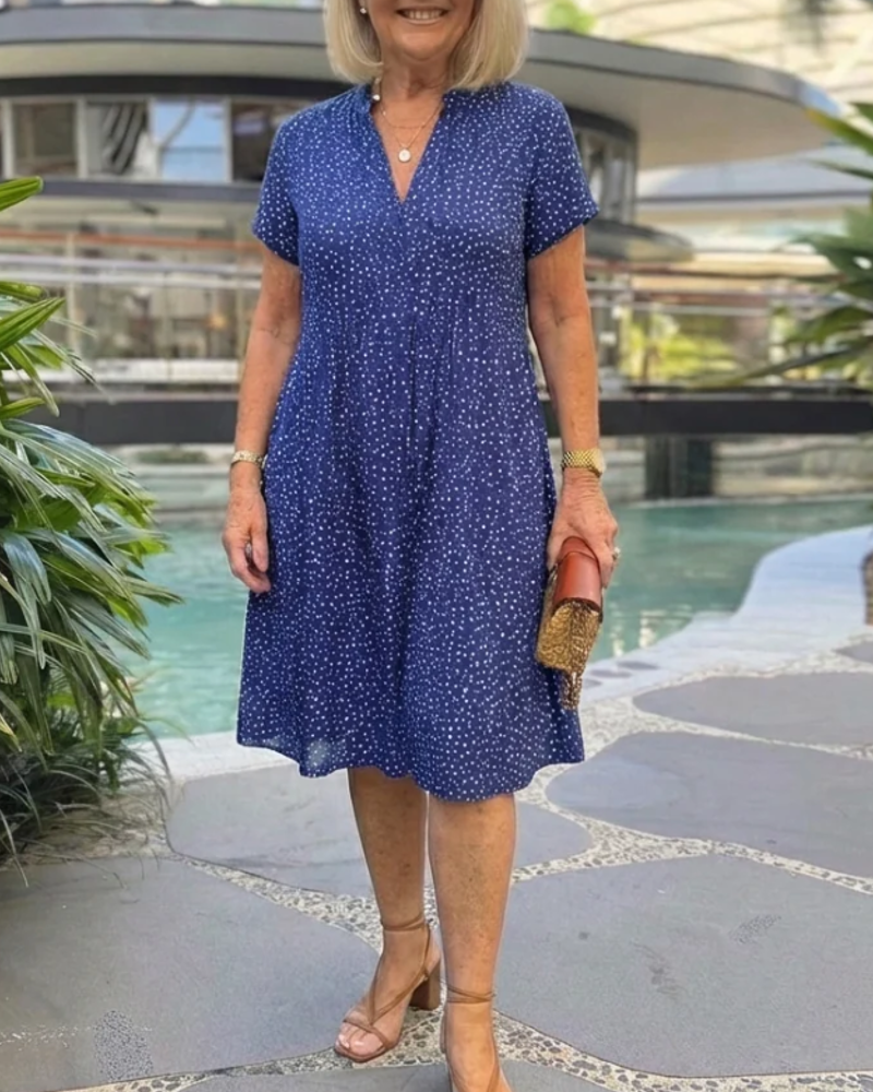 V-Neck Short Sleeve Short Dress