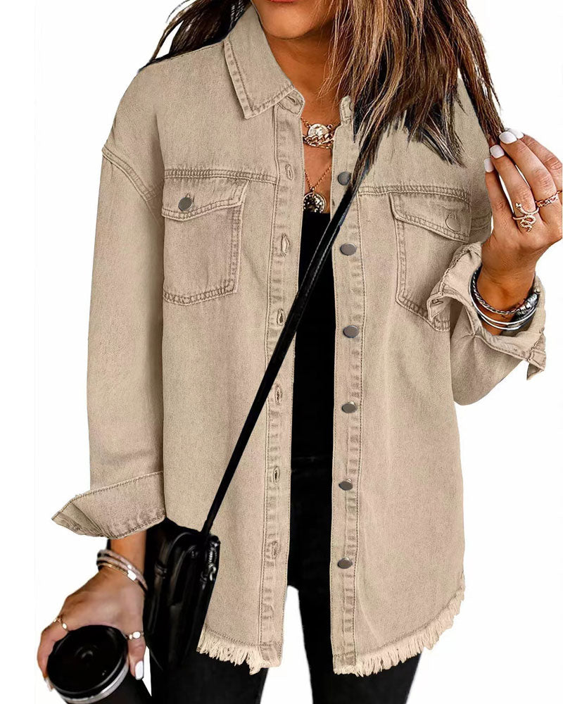 Frayed Hem Washed Shirt