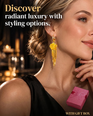 Gold Flower Tassel Earrings