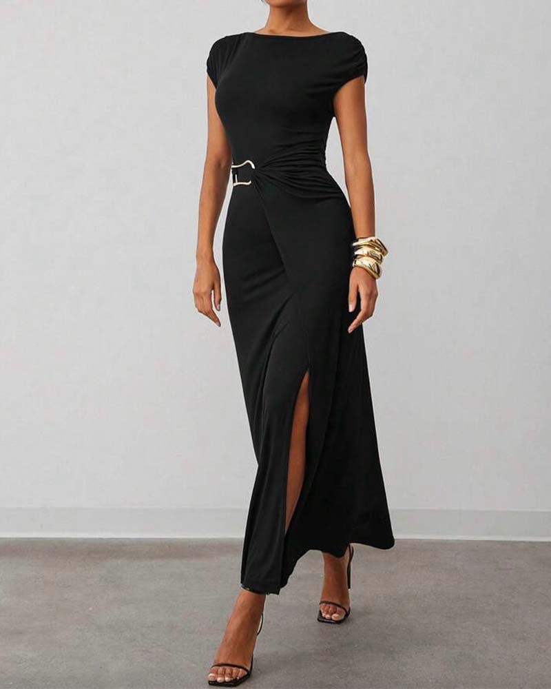 Fashion Short Sleeve Waist Dress