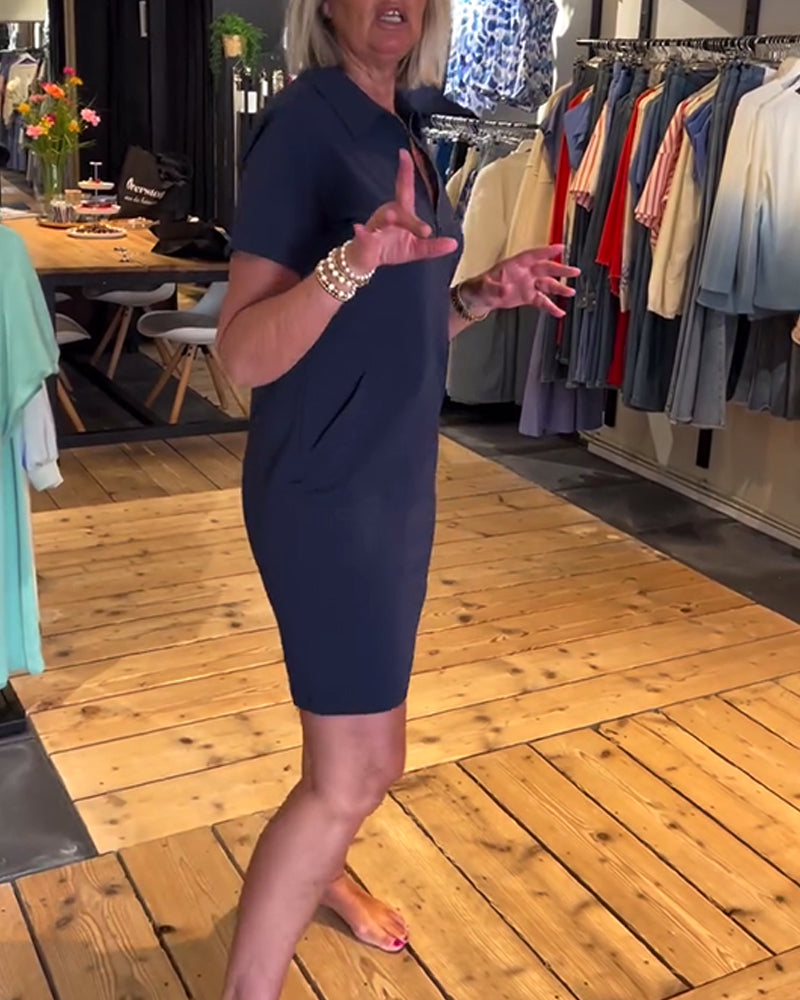 Aumora Lapel Zipper Dress