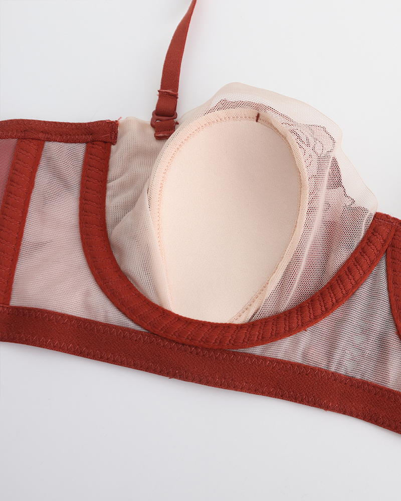 Women Ultra Thin Sexy Rose Embroidery Lace Bra