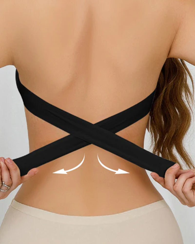 Strapless Wireless Bra with Crossover Side Closure