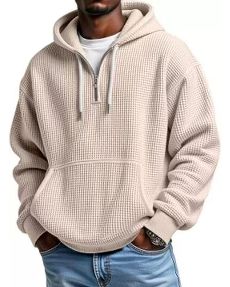 Men's Solid Zip Pullover Hoodie