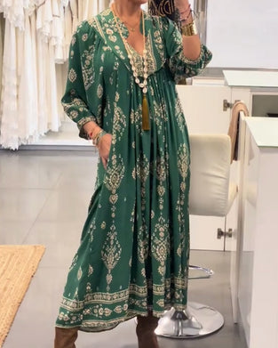 Casual Print Loose Pocket Dress