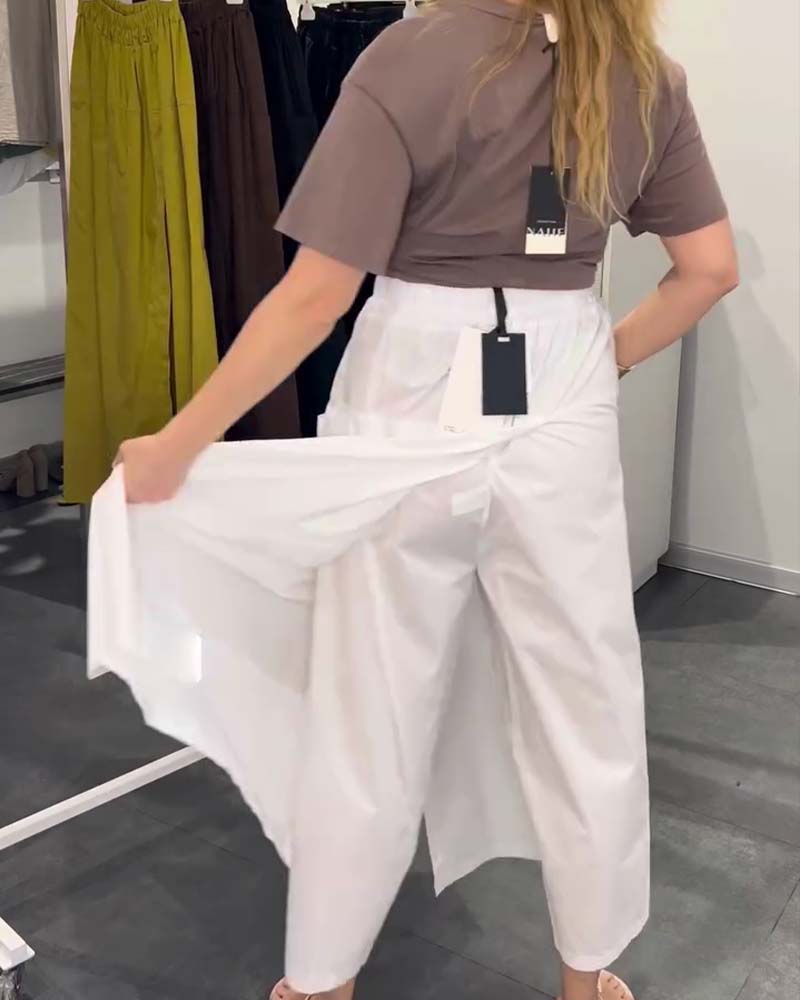 Casual Apron Style Ankle-Length Pants