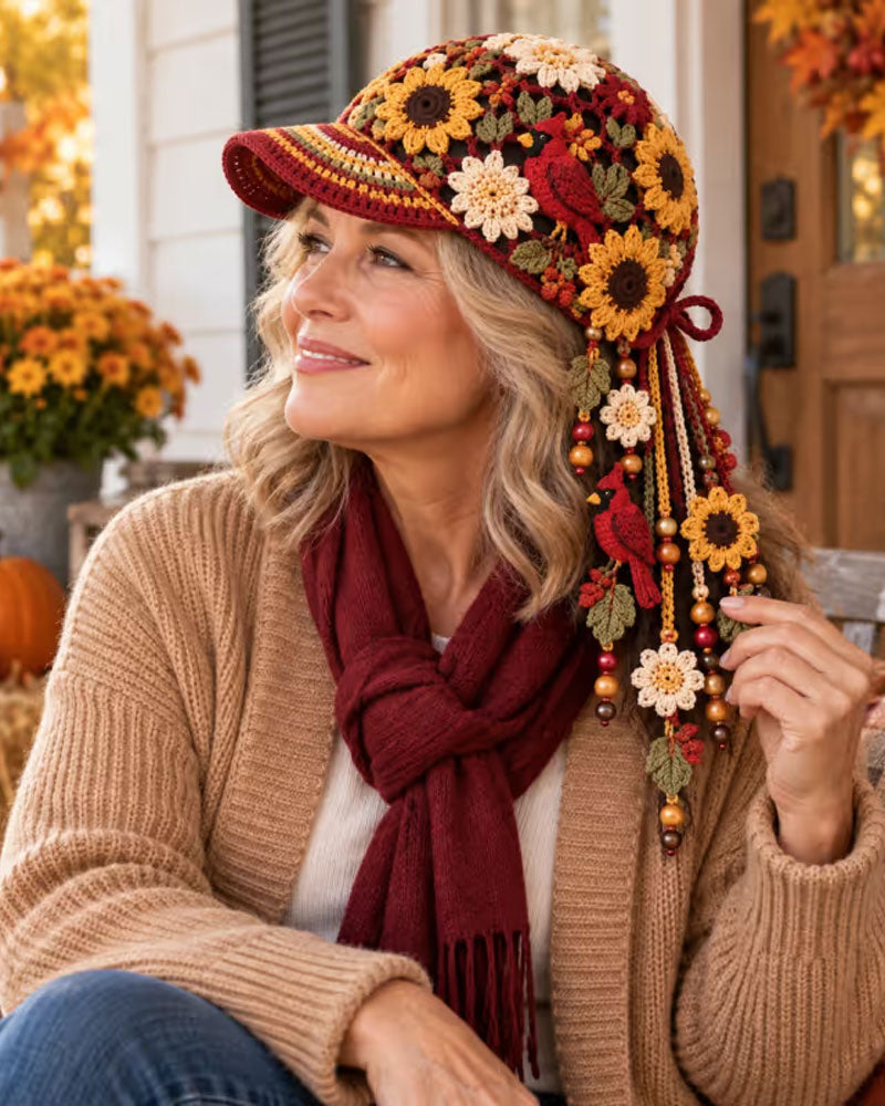 🍂 Women’s Handmade Crochet Autumn Baseball Cap