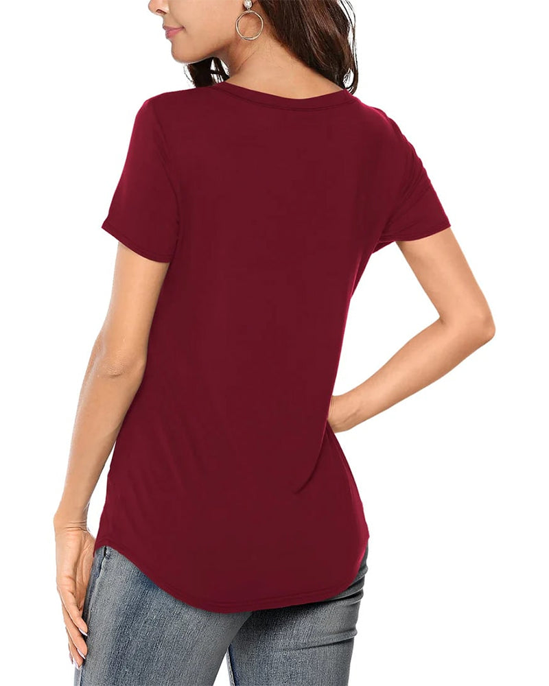 Irregular V-Neck Casual T-Shirt