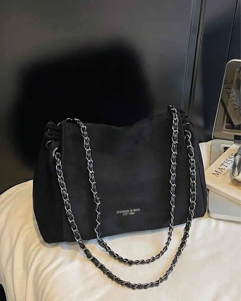 Plain Suede Crossbody Shoulder Bag