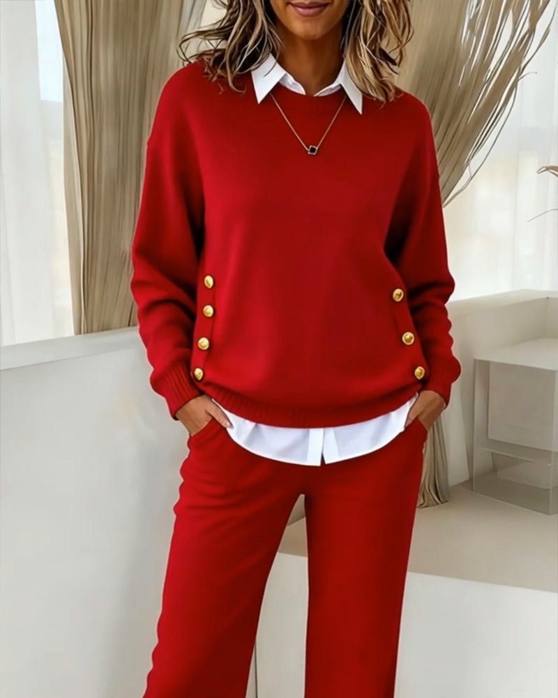 Metal Buckle Design Stylish Pullover