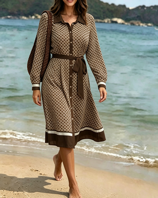 Argyle Shirt Tie Mid-Length Dress